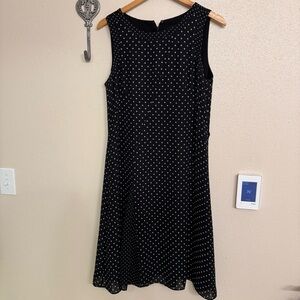 Ann Taylor Black Polka Dot Sleeveless Midi Dress 10